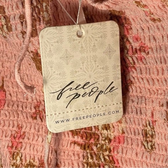 NWT FREE PEOPLE Hilary Printed Top / Blouse | Pink | Size L - Picture 7 of 11